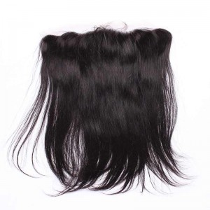 Natural Color Silky Straight Brazilian Virgin Hair Lace Frontal Closure 13x4inches