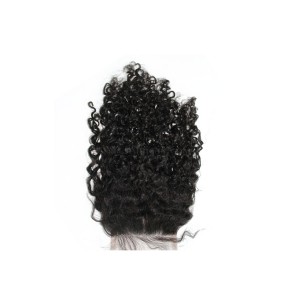 Natural Color 3B 3C Kinky Curly Closure Brazilian Virgin Hair Lace Top Closures 4x4inches