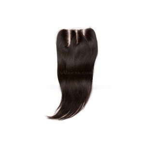 Natural Color Brazilian Virgin Hair Silk Straight Three Part Lace Closure 4x4inches