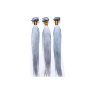 Color Platinum Grey Brazilian Virgin Hair Silky Straight Hair Extensions 3 Buddles