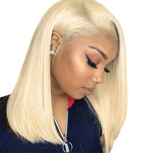 Colorful Wig Kim Kardashian 10A Human Virgin Lace Front Wigs #613 Blonde 150% Density Straight Bob Wigs Human Hair Wigs Pre Plucked With Baby Hair_Comingbbuy