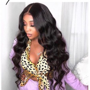  250% High Density  Body Wave Brazilian Human hair Lace Front wig transparent lace 