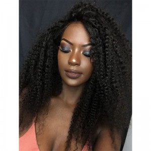 Malaysian Virgin Hair Kinky Curly Full Lace Human Hair Wigs Natural Color