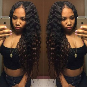 Natural Color High Quality 100% Brazilian Virgin Human Hair Wig Deep Wave Lace Front Wigs