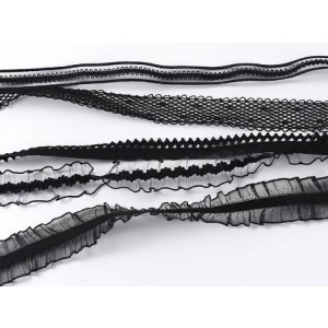 Comingbuy 10Yard 12mm 16mm 20mm Black Elastic Ribbon Decorative Frilly Lace Trim Elastic Tape Spandex Band