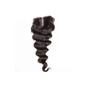 Loose Wave Malaysian Virgin Hair Middle Part Lace Closure 4x4inches Natural Color