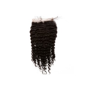 Natural Color Brazilian Virgin Hair Kinky Curly Free Part Lace Closure 4x4inches