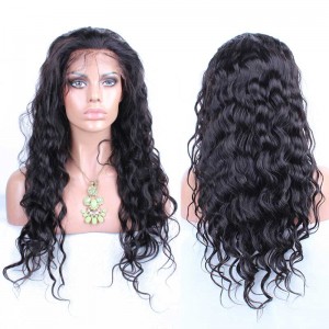 22 inch Natural Color Loose Wave Brazilian Virgin 100% Human Hair Lace Front Wig