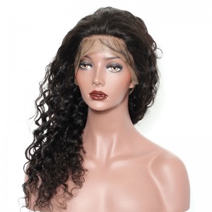 Natural Color Indian Remy Human Hair Wigs Deep Wave Silk Top Lace Wigs