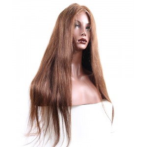 Brown Wigs #4 Hair Color Straight Lace Front Human Hair Wigs 150% Density 