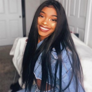  Silk Straight  Full Lace Wigs Brazilian Virgin Human Hair Pre Plucked With Natural Hairline_comingbuy
