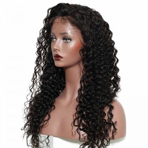 Deep Wave Full Lace Wigs 180% Density 360 Circular Lace Wigs Brazilian Virgin Hair 100% Human Hair Wigs Natural Hair Line Wigs