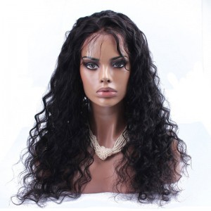 Color 1B Loose Wave Lace Front Wig Brazilian Virgin Human Hair Lace Front Wig