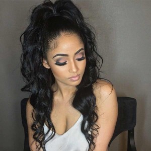 Loose Wave Peruvian Virgin Human Hair Glueless Full Lace Wigs Natural Color