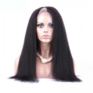Brazilian Virgin Hair Kinky Straight U Part Full Lace Human Hair Wigs Natural Color