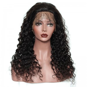 Natural Color Deep Weave Silk Top Lace Wigs Brazilian Virgin Human Hair 