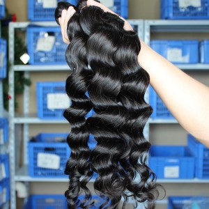 Natural Color Loose Wave Peruvian Virgin Human Hair Weave 4pcs Bundles