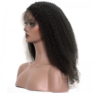 250% Density Full Lace Human Hair Wigs Mongolian Afro Kinky curly Lace Front Wig 20inch