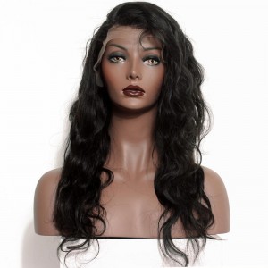 Natural 100% Brazilian Virgin Human Hair Unprocessed Body Wave Full Lace Wigs Natural Color