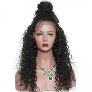 Deep Curly 360 Lace Wigs 100% Human Hair Wigs Ntural Black Color 