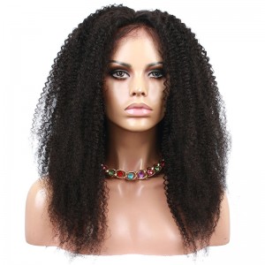 Natural Color Afro Kinky Curly Human Hair Wig Brazilian Virgin Hair Full Lace Wigs