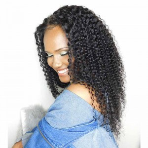 Brazilian Virgin Human Hair Wig Natural Color Kinky Curly Lace Front Wigs