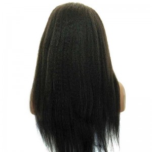 Kinky Straight Lace Front Human Hair Wigs Mongolian Virgin Hair Natural Color 