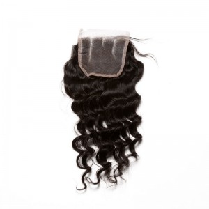 Natural Color Loose Wave Brazilian Virgin Hair Free Part Lace Closure 4x4inches