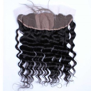 Natural Color Loose Wave Brazilian Virgin Hair Silk Base Lace Frontal Closure 13x4inches