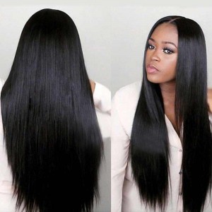 Natural Color Unprocessed Peruvian Virgin 100% Human Hair Silky Straight Full Lace Wigs 