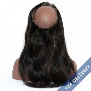 360 Lace Frontal Band Silky Straight Brazilian Virgin Hair Lace Frontal Natural Hairline 22.5*4*2