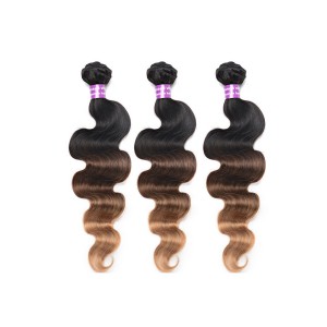 Body Wave Virgin Human Hair Ombre Hair Weave Color 1b/#4/#27 3 Bundles