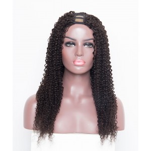 24" Kinky Curly Brazilian Virgin Human Hair U Part Wigs