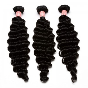 Natural Color Deep Wave Brazilian Virgin Human Hair Weave 3pcs Bundles 