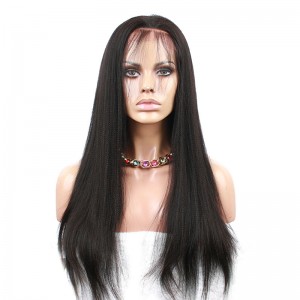 Natural Color Light Yaki Straight Unprocessed Peruvian Virgin Human Hair Full Lace Human Hair Wigs