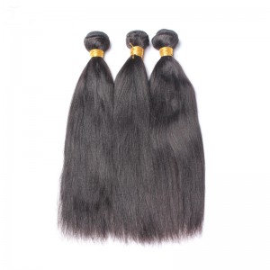 Brazilian Virgin Human Hair Natural Color Yaki Straight Hair Weave 3 Bundles