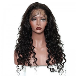 Natural Color Loose wave Brazilian Virgin Human Hair Glueless Full Lace Wigs