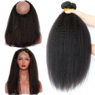 360 Lace Frontal Band with Cap Kinky Straight Brazilian Virgin Hair Lace Frontals With Two Bundles