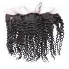 Kinky Curly Indian Remy Hair Lace Frontal Closure 13x4inches Natural Color