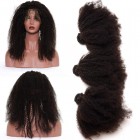 360 Frontal Closure Afro Kinky Curly With 3 Bundles Brazilian Virgin Hair 360 Lace Band