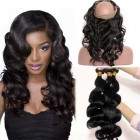 360 Lace Frontal Closure With 3 Bundles Brazilian Virgin Hair Body Wave 360 Lace Band
