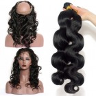 360 Lace Frontal Band Body Wave Brazilian Virgin Hair Lace Frontals Natural Hairline with Two Bundles