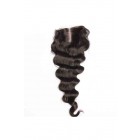  Loose Wave Malaysian Virgin Hair Middle Part Lace Closure 4x4inches Natural Color