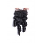 Brazilian Virgin Hair Bouncy Curl Funmi Hair Free Part Lace Closure 4x4inches Natural Color