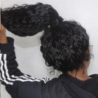 Deep Wave curly Peruvian Virgin Human Hair Glueless Full Lace Wigs Natural Color