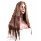 Brown Wigs #4 Hair Color Straight Lace Front Human Hair Wigs 150% Density 