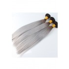 Ombre Hair Weave Color 1b/#Grey Brazilian Silky Straight Virgin Human Hair 
