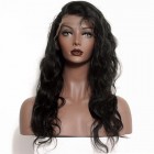 Natural 100% Brazilian Virgin Human Hair Unprocessed  Body Wave Full Lace Wigs Natural Color