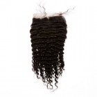 Mongolian Virgin Hair Kinky Curly Three Part Lace Closure 4x4inches Natural Color