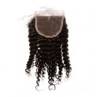 Malaysian Virgin Hair deep Curly Three Part Lace Closure 6x6 inches Natural Color 